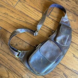 Handmade Brown Leather Crossbody Shoulder Bag